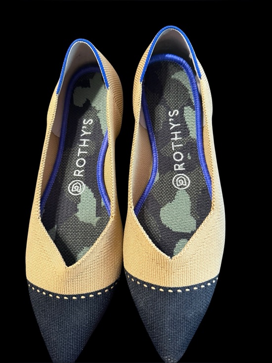 Rothy's Shoes - Rothy's retired Dune  Two-Tone Pointed Ballet Flat in Tan and Navy 8.5W